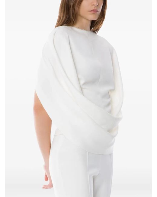 Alberta Ferretti White Bluse Mit V-Ausschnitt