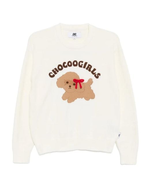 Chocoolate White Puupy-Print Jumper