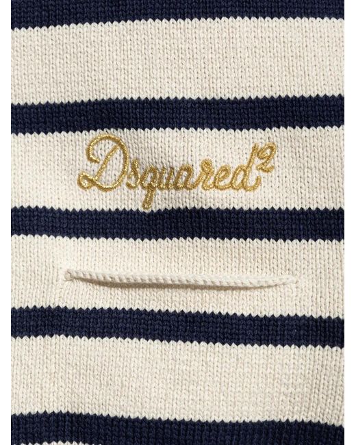 DSquared² White Cardigan À Rayures