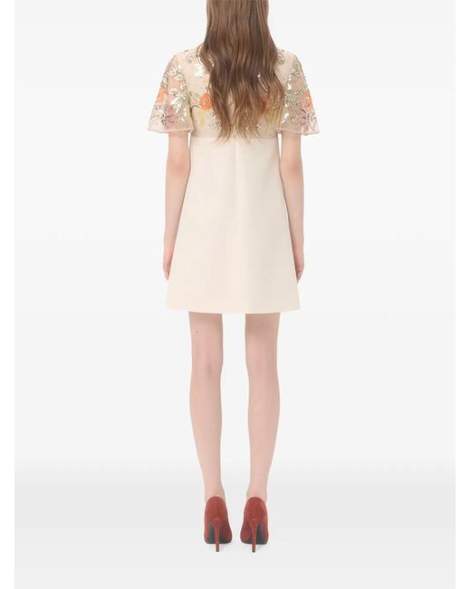 Valentino Garavani White Embroidered Crepe Couture Short Dress