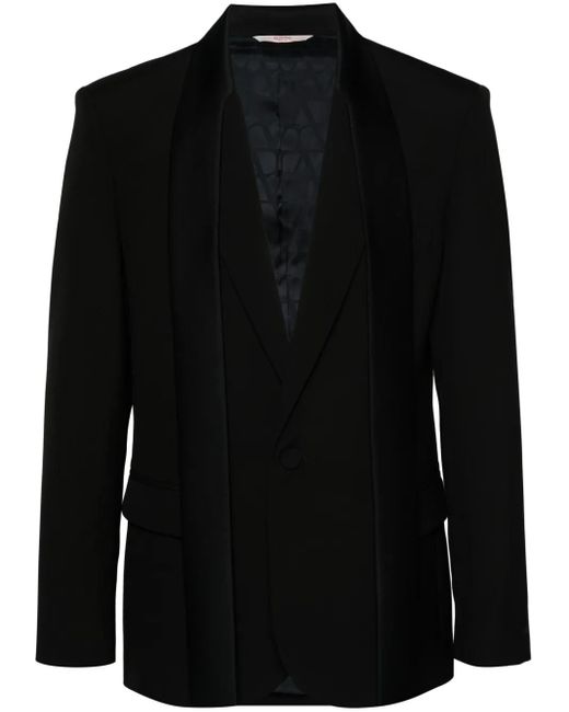 Valentino Garavani Black Scarf-Detail Wool Blazer for men