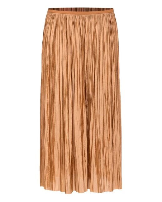 Roberto Collina Brown Pleated Elasticated Midi Skirt