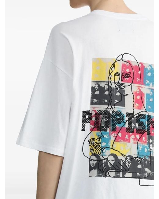 Musium Div. White Popism Cotton T-Shirt for men