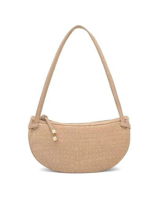 Tous White Halfmoon Embossed Shoulder Bag