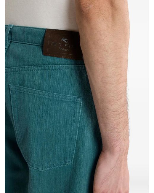 Etro Green Five-Pocket Straight-Leg Jeans for men