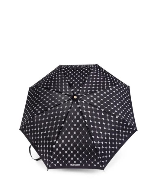 Moschino Blue Monogram Folding Umbrella