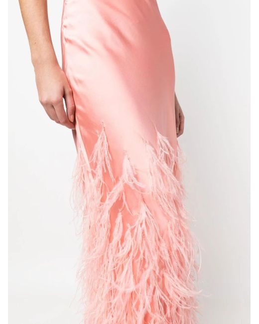 Cult Gaia Pink Raisa Feather-Trim Gown