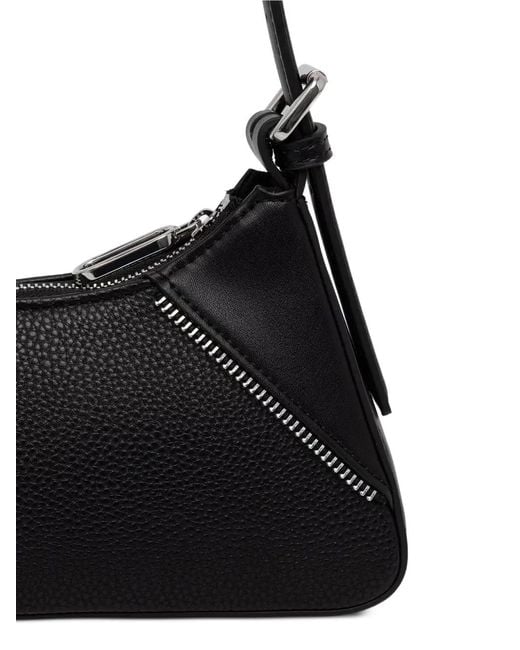 Karl Lagerfeld Black Small Rebel Logo-Plaque Zip-Detail Shoulder Bag