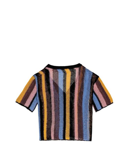 Agua Bendita Blue Axel Stripe Crochet Shirt