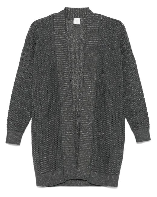 Eleventy Gray Metallic-Threading Cardigan