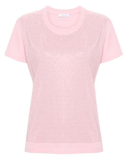 Patrizia Pepe Pink Crystal-embellished Cotton T-shirt