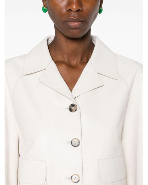 Desa Nineteenseventytwo White Split-sleeves Leather Jacket