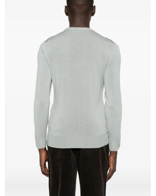 Canali Gray Round-Neck Wool Sweater for men