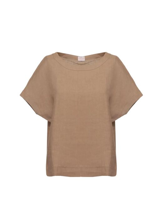 Emme Natural Linen Short-Sleeve Blouse
