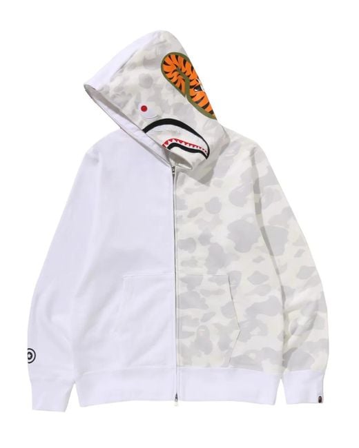 A Bathing Ape White Tiger Shark Zip-Up Hoodie for men