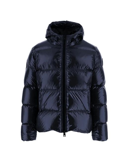 Herno Blue Quilted Hooded Down Jacket for men