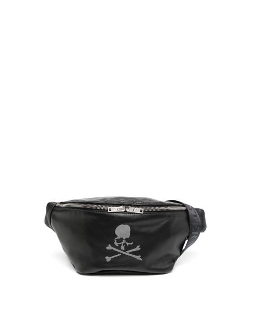 MASTERMIND WORLD Black Skull-print Leather Belt Bag for men