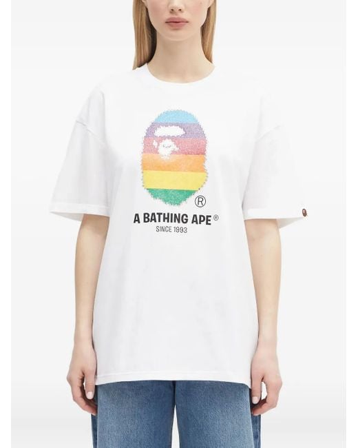 A Bathing Ape White Embellished T-Shirt