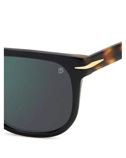 David Beckham Green Havana-Pattern Rectangle Sunglasses for men