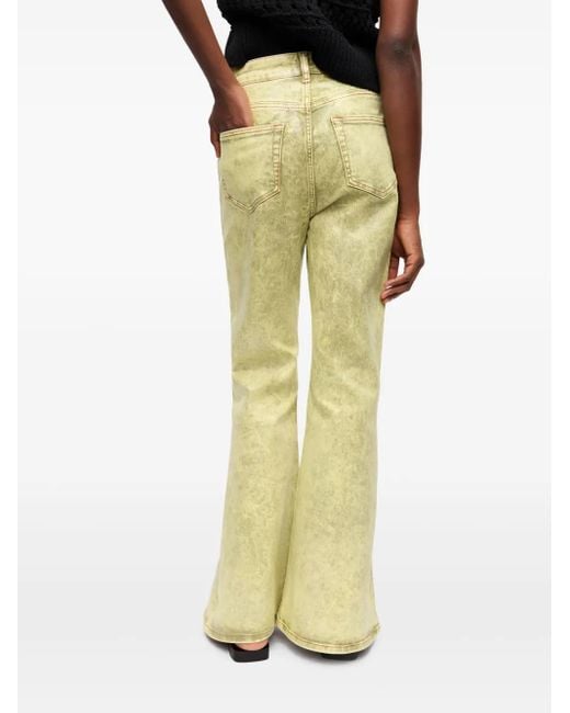 Ganni Yellow Foil Flared Jeans