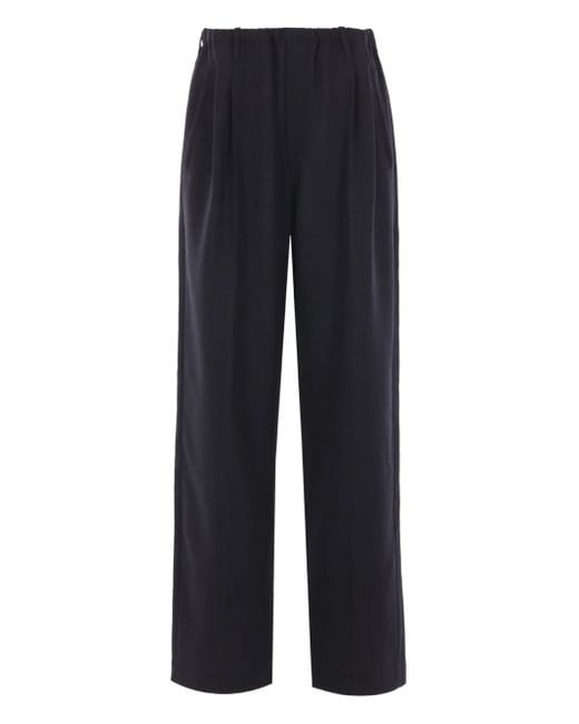 Brunello Cucinelli Blue Pleat-Detail Wool Trousers