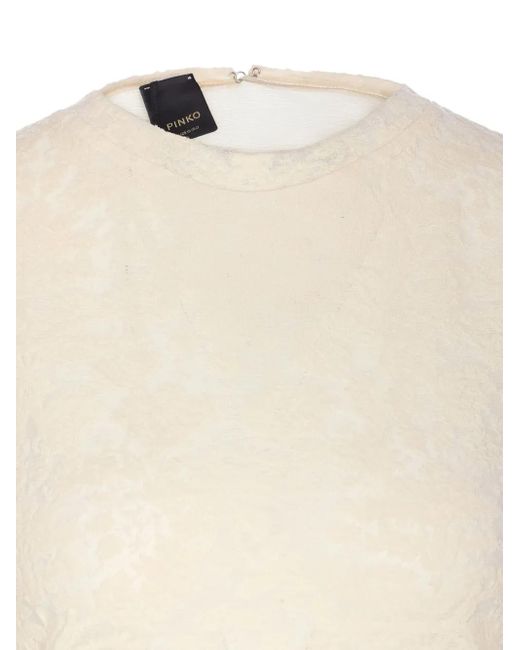 Pinko Natural Marinara Zip Crew-Neck Top