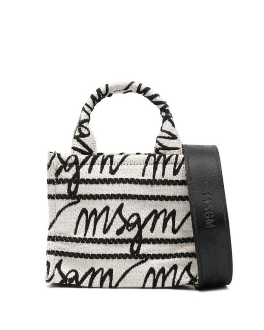 MSGM Black Shopper aus Logo-Jacquard