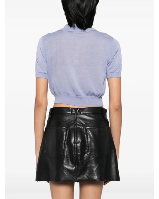 Cynthia Rowley Blue Knitted Polo Top