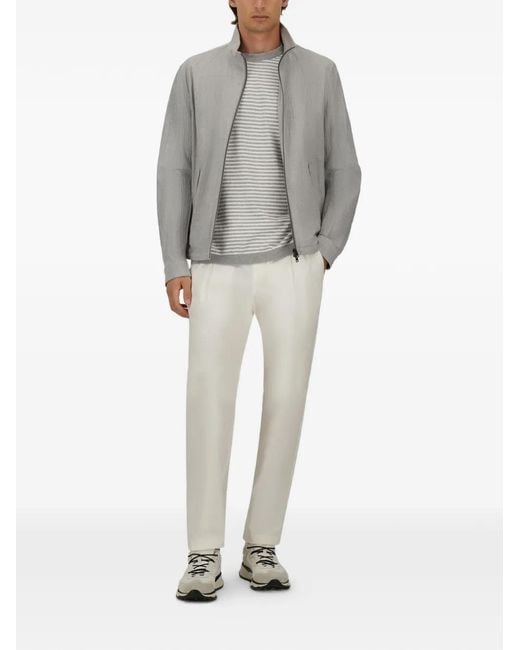 Herno Gray Seersucker High-Collar Jacket for men