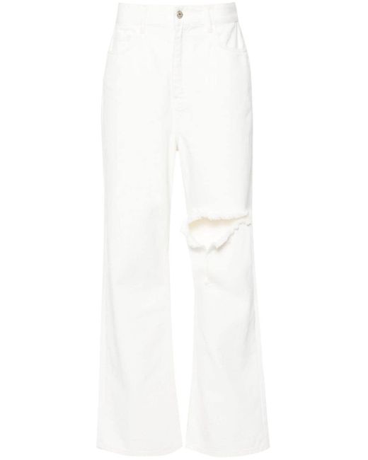 ROKH White High-rise Wide-leg Jeans