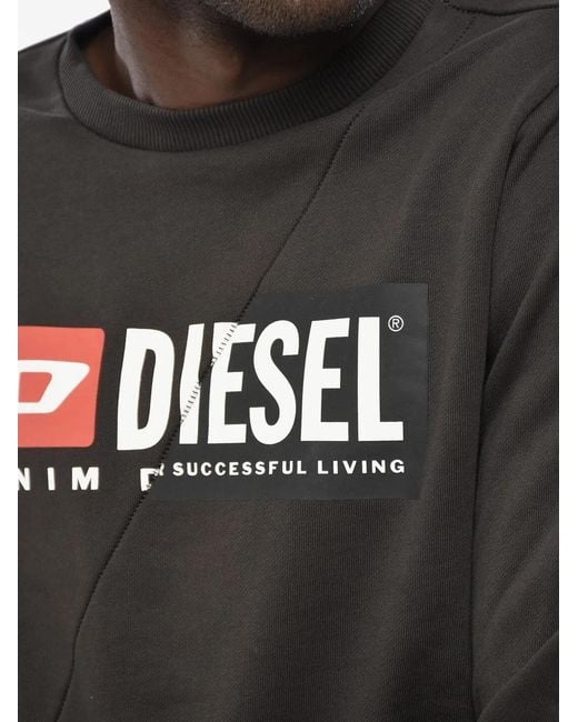 DIESEL Black S-Girk-Cuty Logo-Print Panelled Sweatshirt for men