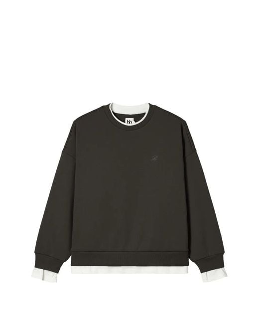 B+ AB Black Layered-Effect Logo-Embroidered Sweater