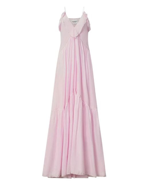 Isabel Marant Vasma Maxi-Jurk Met Ruches in het Pink