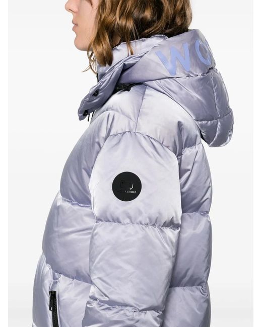 Woolrich Blue Logo-Patch Hooded Padded Jacket