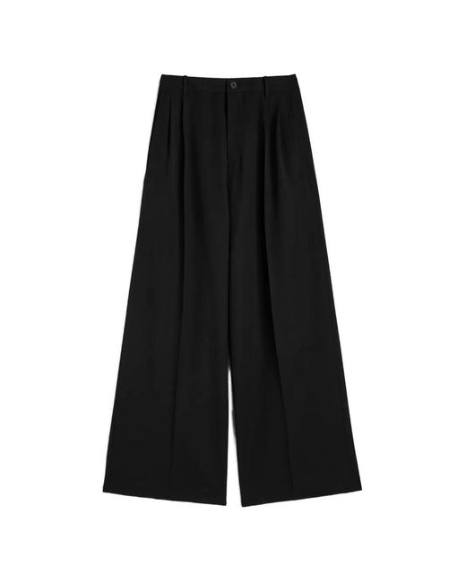 Jil Sander Black Pleated Wool Trousers