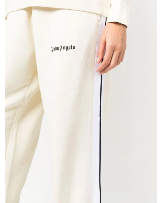 Palm Angels White Logo-Print Track Pants