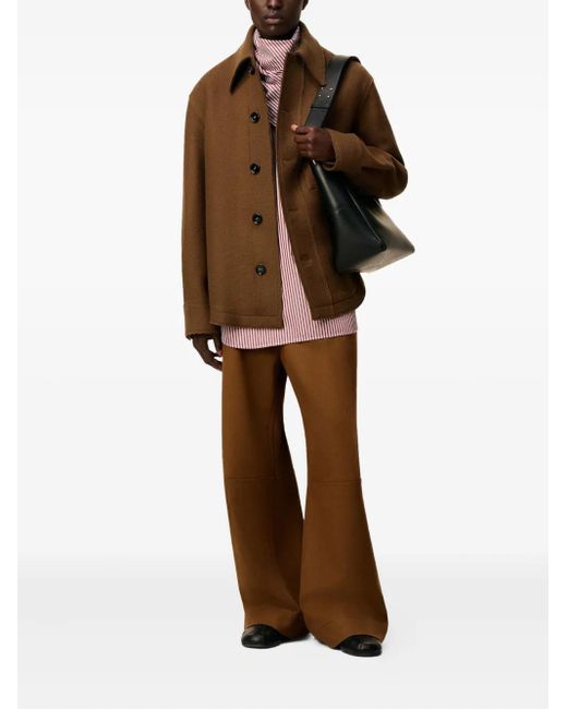 AMI Brown Button-Up Wool Jacket