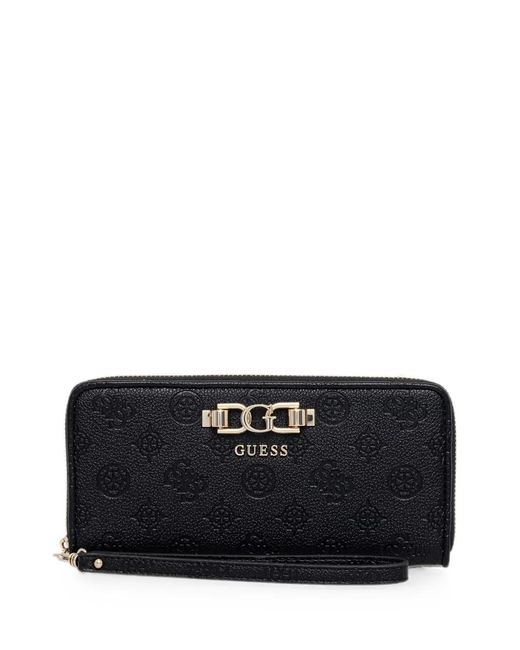 Guess Black Anise Monogram-Debossed Logo-Plaque Wallet