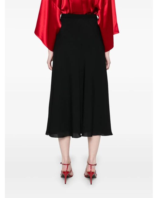 Theory Black A-Line Silk Skirt With Elasticated Waist
