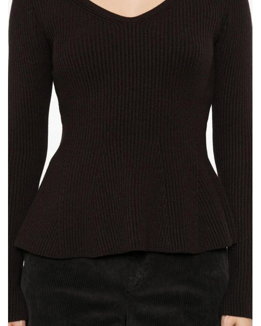 Twinset Black V-Neck Ribbed Sweater