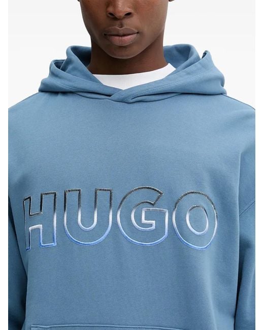 HUGO Blue Logo-detail Hoodie for men