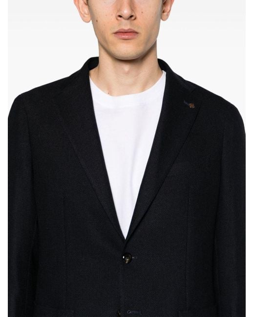 Tagliatore Black Knitted Silk-blend Blazer for men