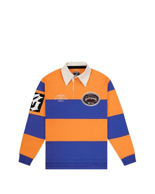 Godspeed Orange Classic Field Striped Polo Shirt for men
