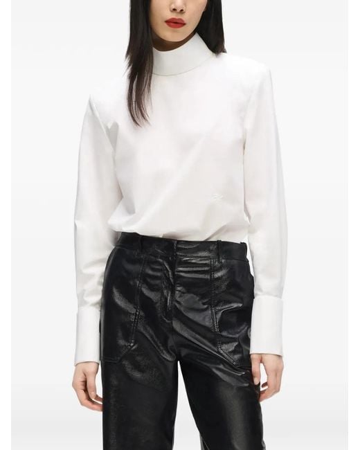 Karl Lagerfeld White High-Neck Blouse