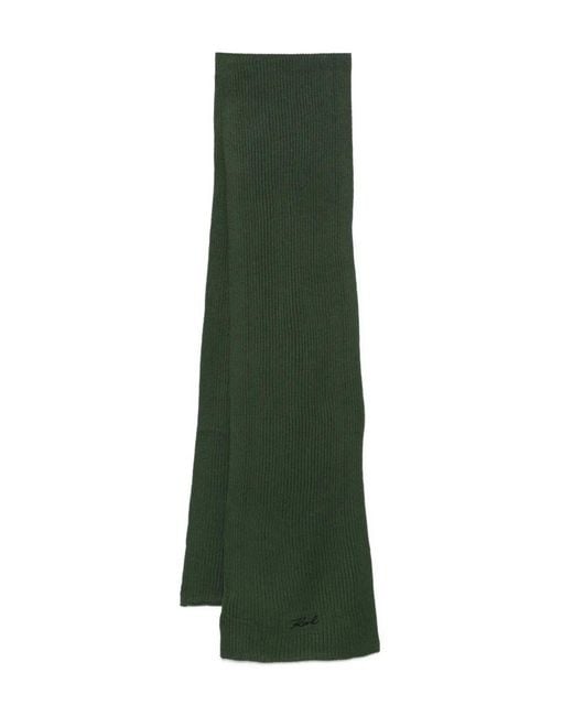 Karl Lagerfeld Green Ribbed-Knit Scarf for men