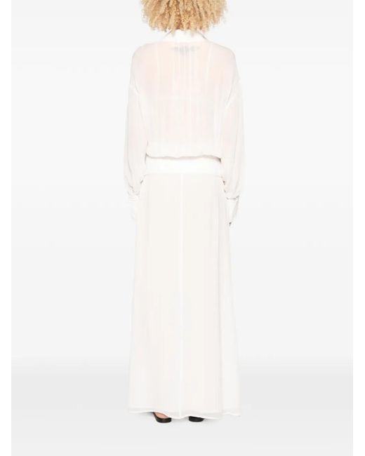 Patrizia Pepe White Robe Asymétrique À Volants