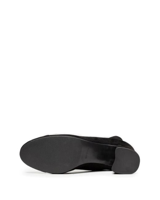 Poche Paris Black Suede Block-Heel Ankle Boots