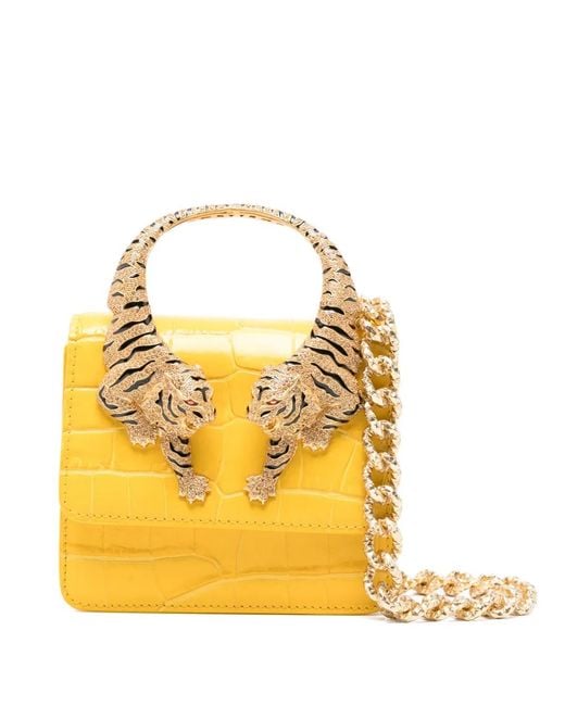 Roberto Cavalli Metallic Roar Tiger Handle Shoulder Bag