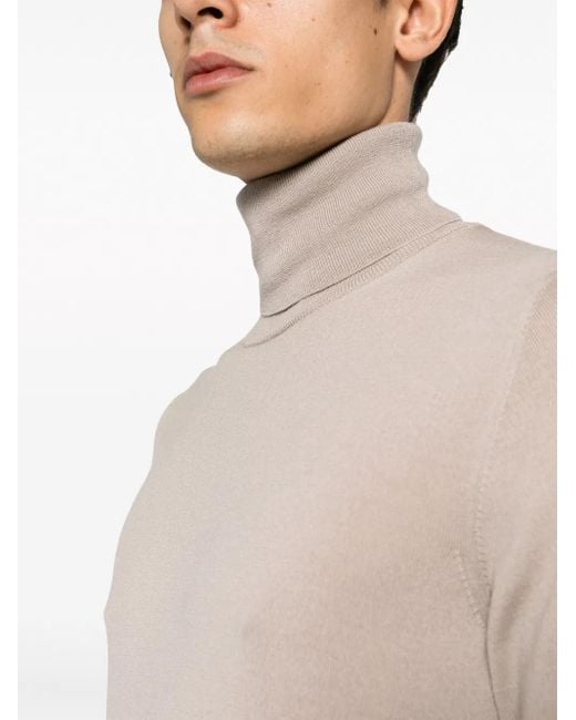 Zanone Brown Roll-Neck Fine-Knit Jumper for men