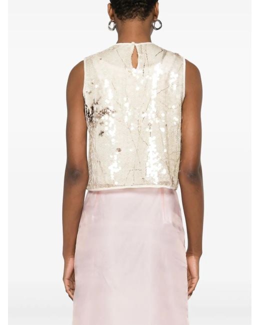 Peserico Lurex Top Met Pailletten in het Natural